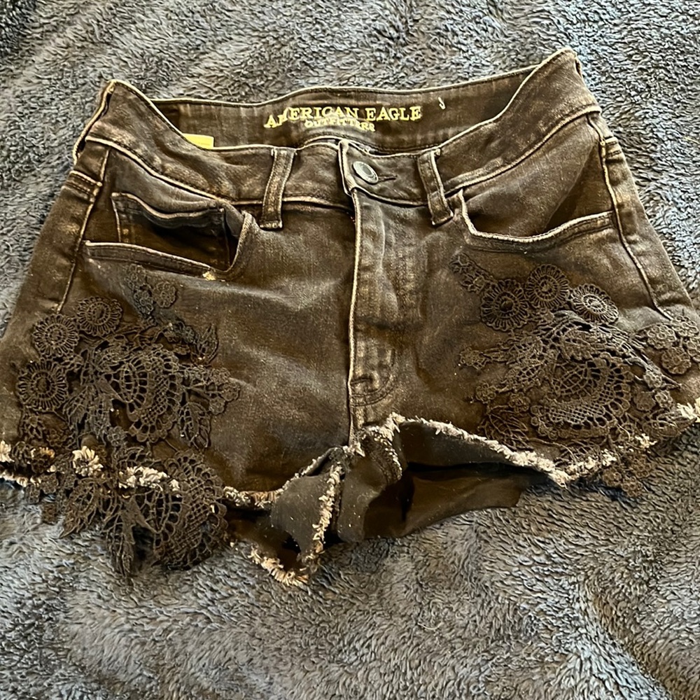 black american eagle super stretch denim shorts